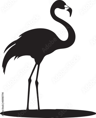 Flamingo Silhouette Vector Illustration White Background