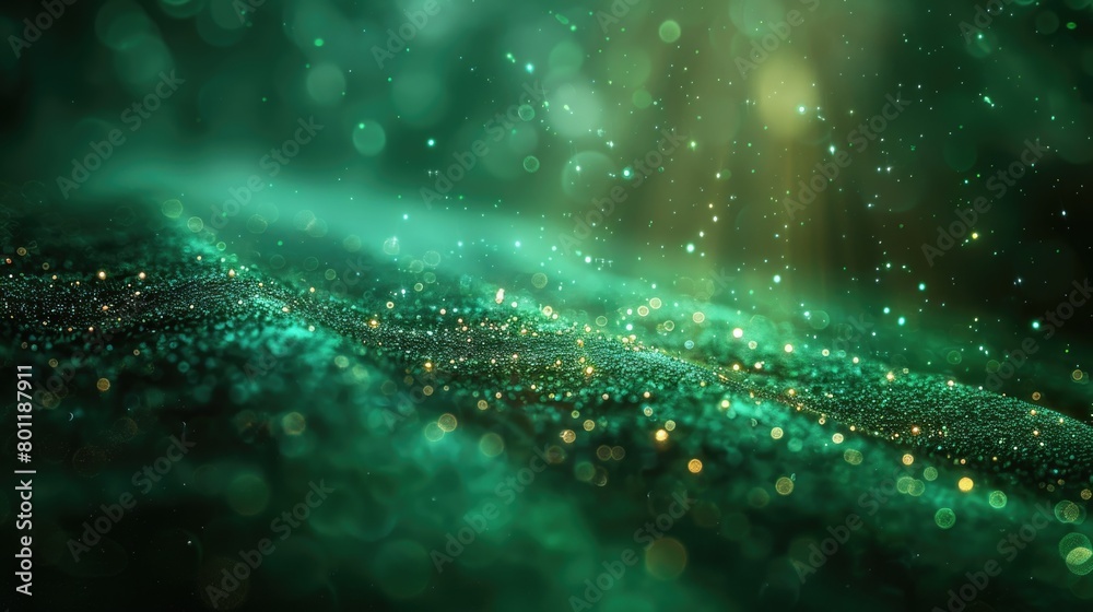 Underwater light beams in a green ocean. Abstract bokeh effect of water particles Underwater light beams in a green ocean. Abstract bokeh effect of water particles