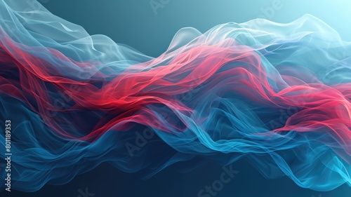 The abstract picture of the two colours of blue and red colours that has been created in form of the waving shiny smooth satin fabric that curved and bend around this beauty abstract picture. AIGX01. photo