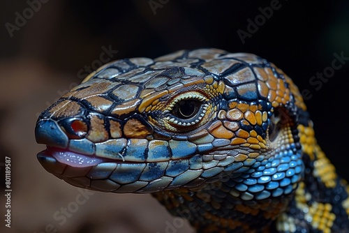 Blue-tongued Lizard  Displaying blue tongue while basking in sunlight  showcasing unique feature.