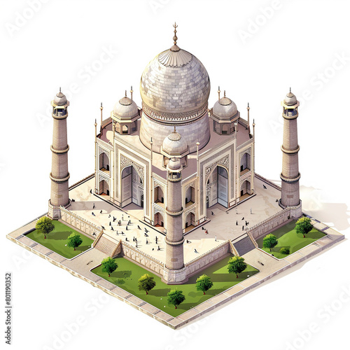 Isometric view of Taj Mahal