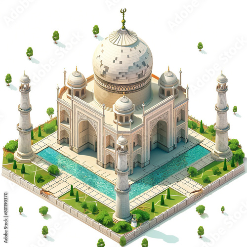 Isometric view of Taj Mahal