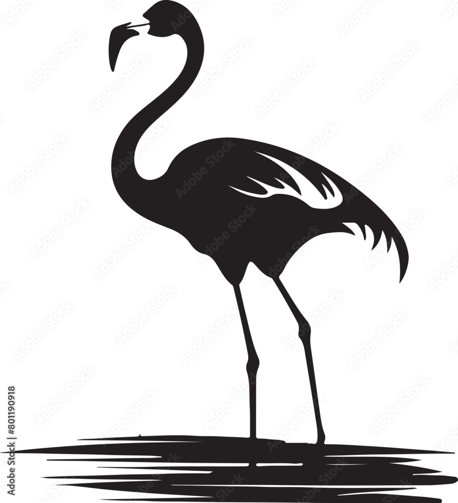 Fototapeta premium Flamingo Silhouette Vector Illustration White Background