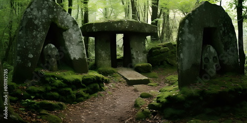 ancient dolmen, megalithic stone blocks