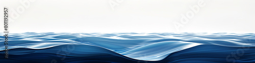 Azure horizon wave illustration, broad and peaceful azure horizon wave on a white backdrop.