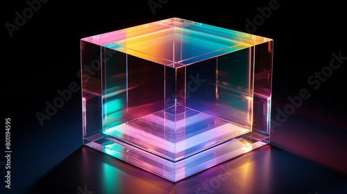 Vibrant Prism Cube Art on Dark Background High-Resolution Image