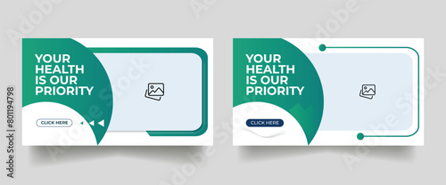 healthcare web banner for video thumbnail. youtube thumbnail for hospital live workshop business template. Dental hospital and clinic social media Design
