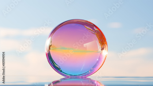 Soap Bubble Reflecting Sunset and Trees