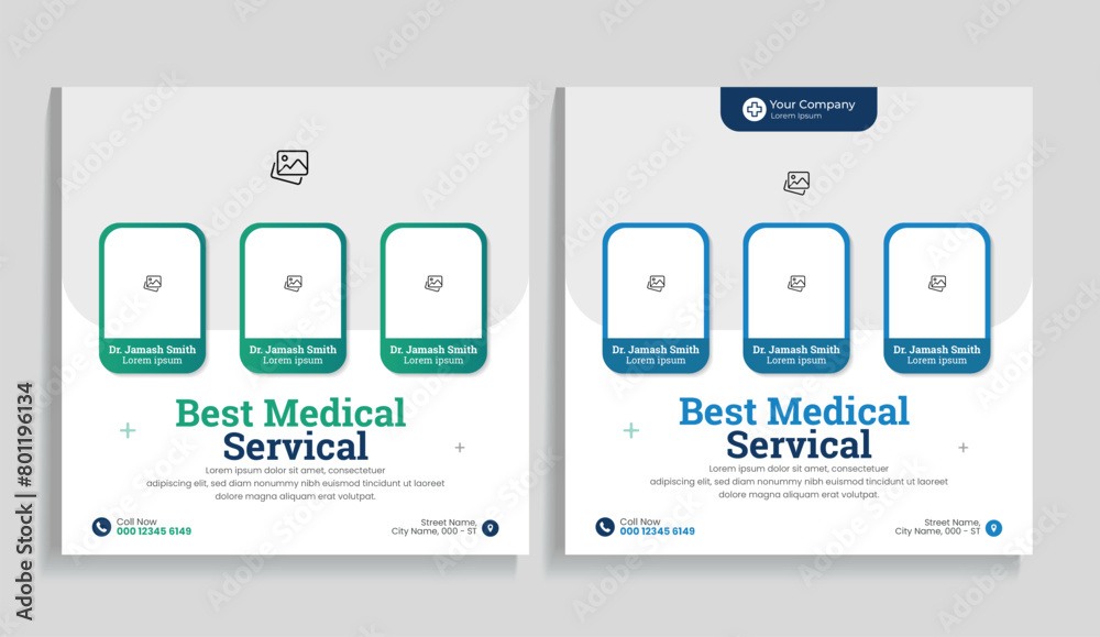 Medical and Health Care social media post template, ospital clinic promotion web banner, medical social media post, business promotion banner for doctor, Medical and Health Care social media post template, ospital clinic promotion web banner, medical social media post, business promotion banner for doctor,