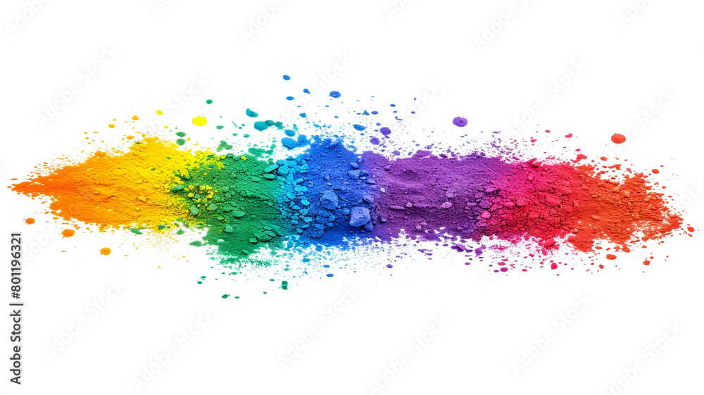 Rainbow colored powder splashes isolated on a white background Rainbow colored powder splashes isolated on a white background