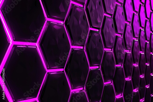 vector, simple wallpaper of subtle octagons with a thin neon purple border