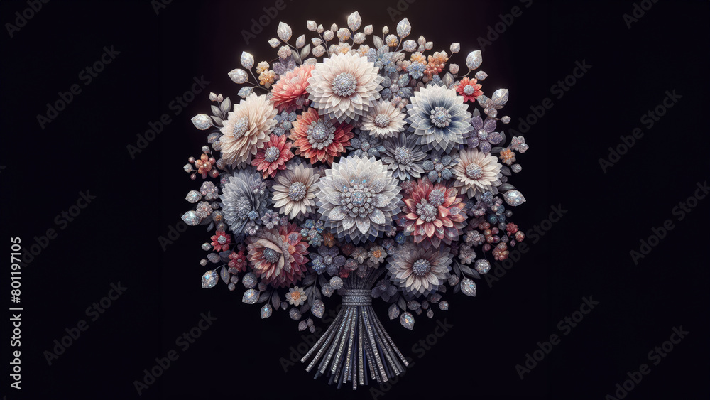 a bouquet of flowers with a tassel on a black background a bouquet of flowers with a tassel on a black background