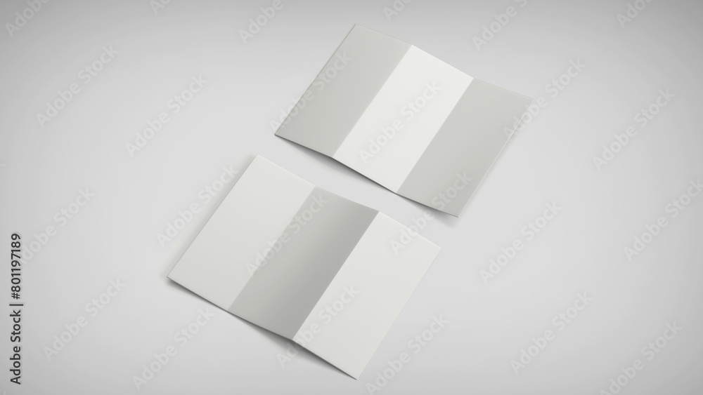 White A4 trifold paper brochure mockup, Blank tempelate, Leaflet, Pamphlet, Flyer, Booklet, Catalog empty mock-up, 3D Rendered isolated on a light background White A4 trifold paper brochure mockup, Blank tempelate, Leaflet, Pamphlet, Flyer, Booklet, Catalog empty mock-up, 3D Rendered isolated on a light background