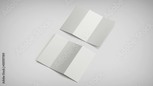 White A4 trifold paper brochure mockup, Blank tempelate, Leaflet, Pamphlet, Flyer, Booklet, Catalog empty mock-up, 3D Rendered isolated on a light background