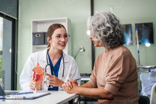 Wallpaper Mural Caucasian woman and elderly Asian woman discuss health issues cold, influenza, pneumonia, bronchitis, stomach disease, GERD, IBS, inflammatory bowel disease, gallstones, chronic constipation Torontodigital.ca