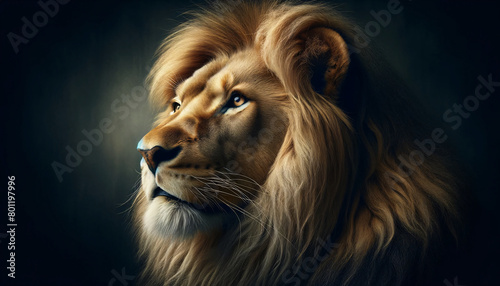 a majestic lion in a portrait style