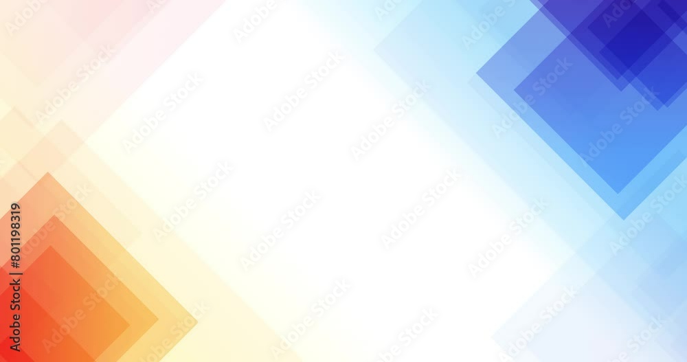 Loop animation of transparent colorful abstract triangles on corner side of white background with space for text. Suitable as a background for opening titles or presentations. UHD 4K 4096x2160 video