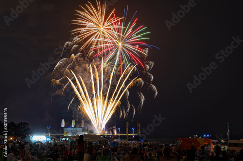Canada Day fireworks at Spencer Smith Park, Burlington downtown, Ontario, Canada.