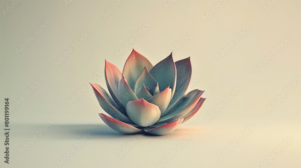 Fototapeta premium A minimalist composition featuring a single, striking tropical succulent in the center of a plain backdrop.