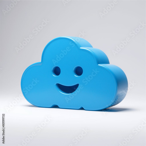 A vibrant 3d render illustration of a large blue cloud in a cartoon style