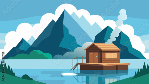 Sitting on the edge of a clear mountain lake this sauna uses water from the lake for steam eliminating the need for traditional heating ods..
