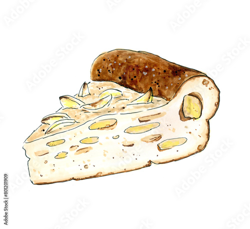 Hand-drawn Apple Pie Delight on white