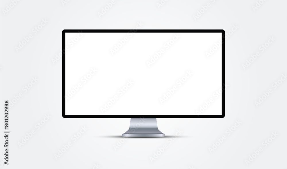 Computer monitor mockup front view with white empty screen for display your ux design, site, presentation and web project. Realistic 3d smart led tv standing on desk with shadow. Computer monitor mockup front view with white empty screen for display your ux design, site, presentation and web project. Realistic 3d smart led tv standing on desk with shadow.