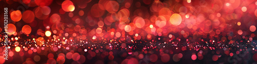Brilliant Scarlet Bokeh Lights on Dark Abstract Background, Glitter and Sparkle Dust High Definition