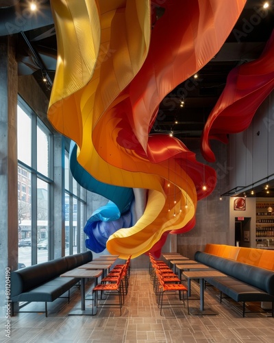 inflatable, Yakitori, architecture,wave, flint tools, Primary colors with a bold twist, photo