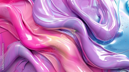 Abstract twirling colors paint as background wallpaper,The close up of a glossy liquid surface abstract in red, yellow, and blue colors with a soft focus.