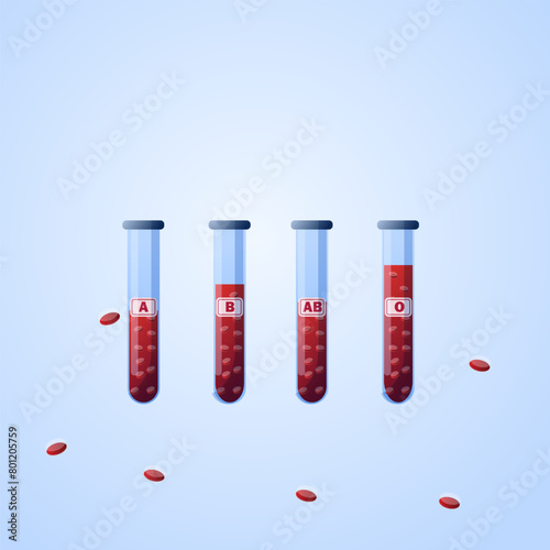 Bottle of blood, group of blood in the bottle