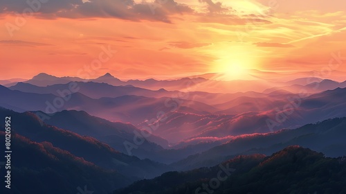 A sunset view over looking the mountains around © Michael