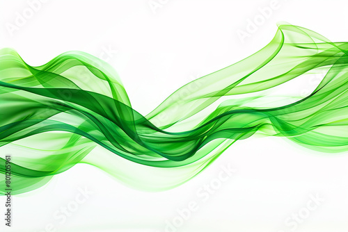 Emerald wave flow abstract, vibrant green wave isolated on a pristine white background.