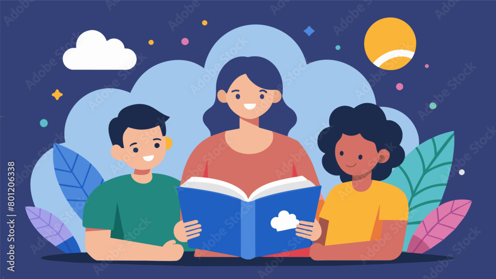 A monthly book club for parents focuses on literature related to neurodiversity creating a space for discussion and support.. Vector illustration
