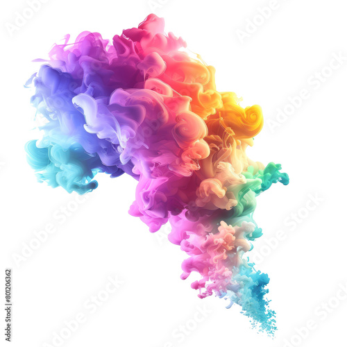 colorful smoke cloud isolated on white background