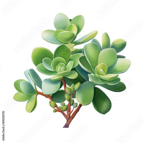 Watercolor clipart of a single Cotyledon orbiculata detailed and vibrant