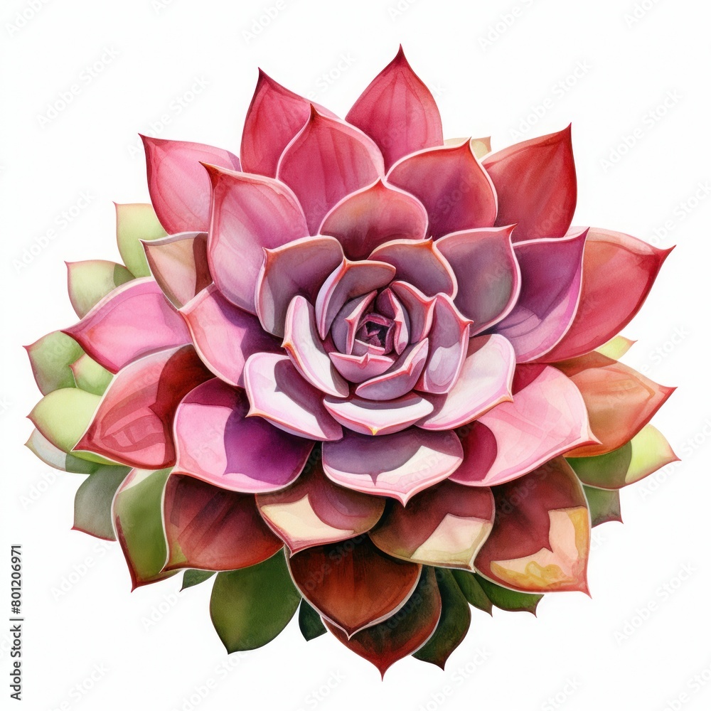 Watercolor clipart of a hybrid Echeveria variety vibrant and detailed