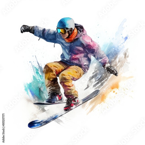 Snowboarder performing a jump