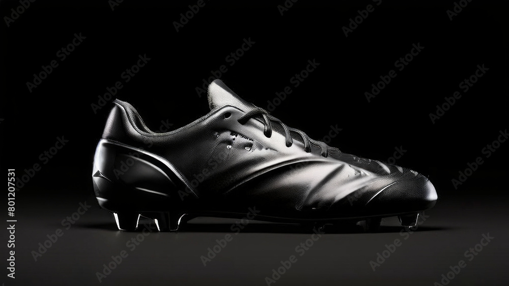 soccer player cleats from American soccer in dark colors on a black background