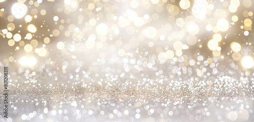 Ivory White Glitter Defocused Abstract Twinkly Lights Background, shimmering blurred lights with elegant ivory white tones.
