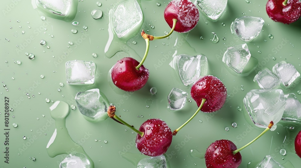 Fresh cherries, natural fruits with a high content of vitamins and nutrients, the concept of a healthy diet. View from above. Fresh cherries, natural fruits with a high content of vitamins and nutrients, the concept of a healthy diet. View from above.