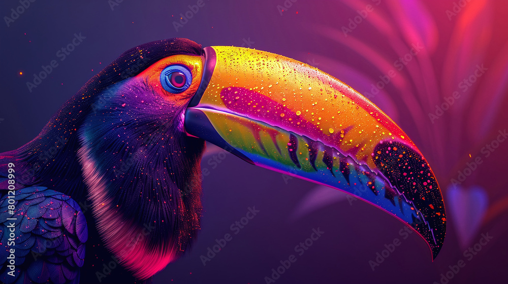 Fototapeta premium A beautiful and colorful bird with a large beak