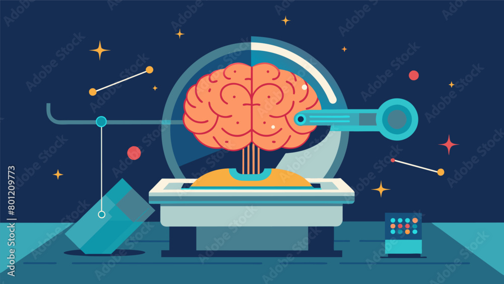 Fototapeta premium A human brain being scanned and converted into a digital entity..
