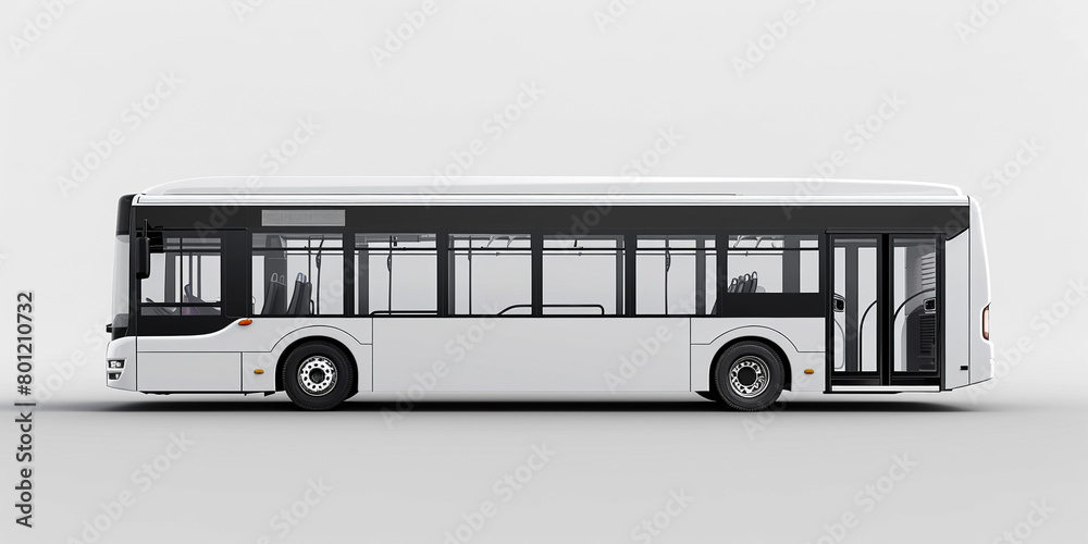 Side view of modern bus in white background Side view of modern bus in white background