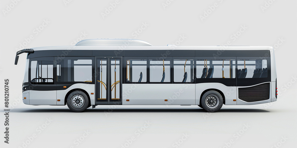 Side view of modern bus in white background Side view of modern bus in white background