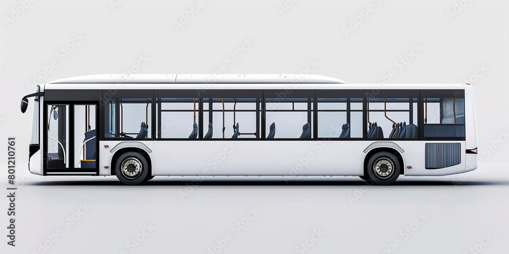Side view of modern bus in white background Side view of modern bus in white background