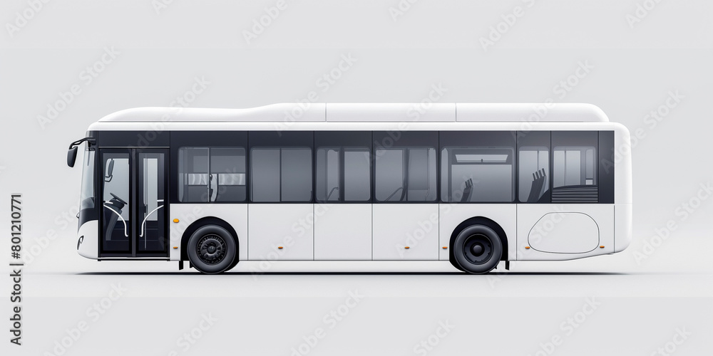 Side view of modern bus in white background Side view of modern bus in white background