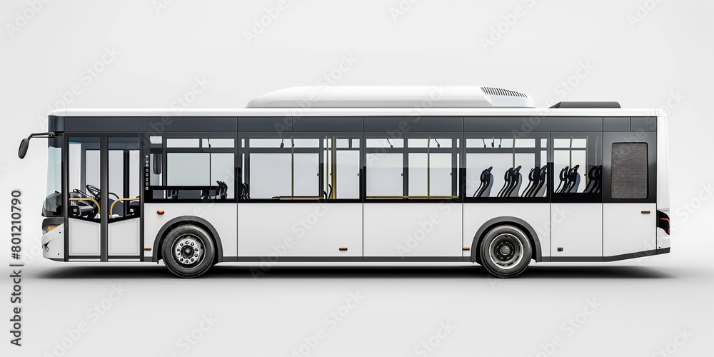 Side view of modern bus in white background Side view of modern bus in white background