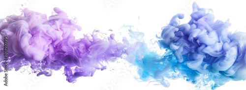 Blue and purple smoke merging isolated on transparent background.