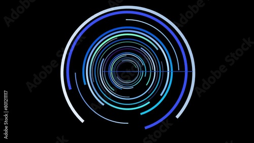 Animation of a circle that rotates smoothly on a straight axis line photo